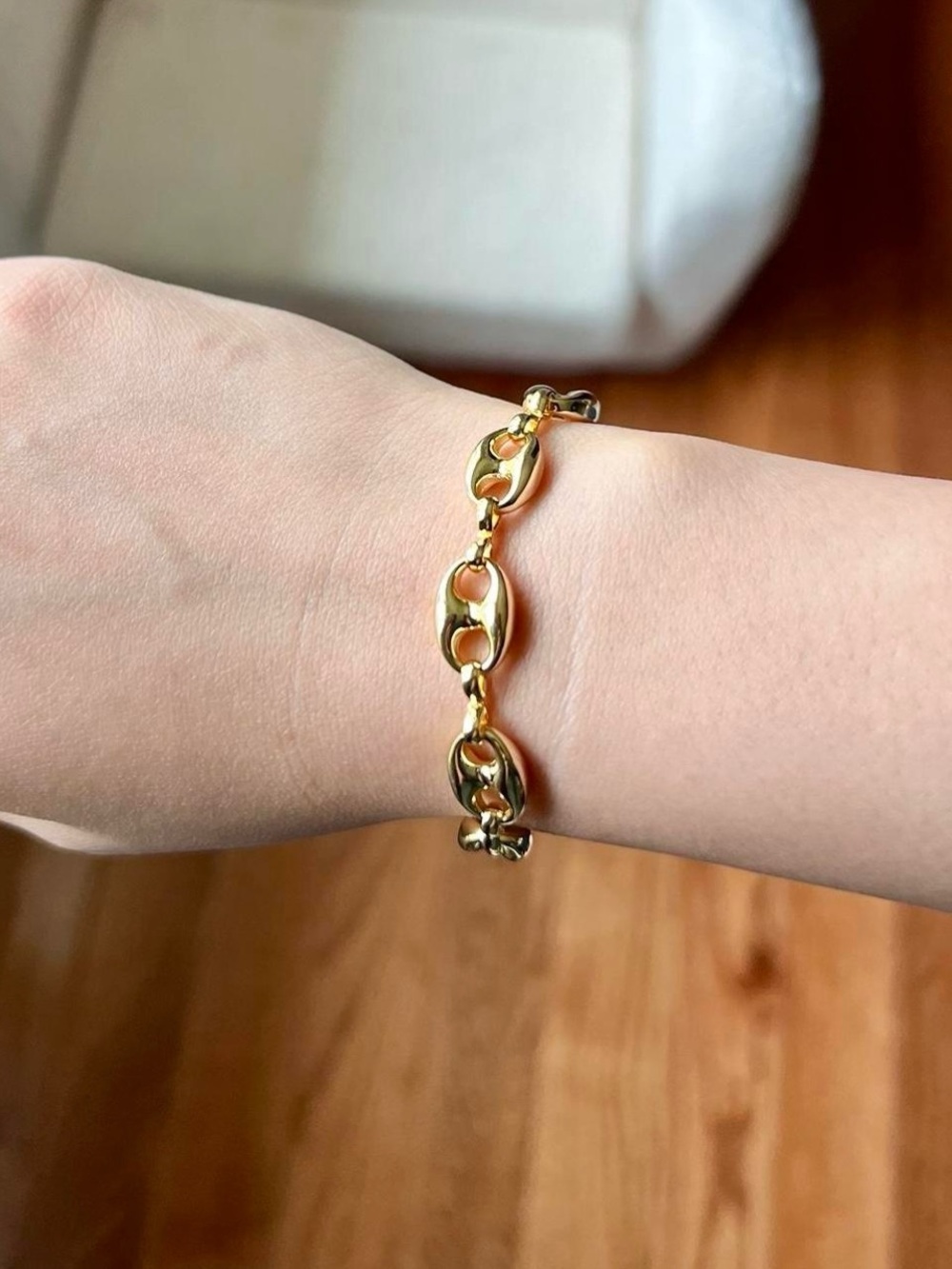 18k Gold Plated Chain Link Bracelet NWOT - Picture 2 of 8